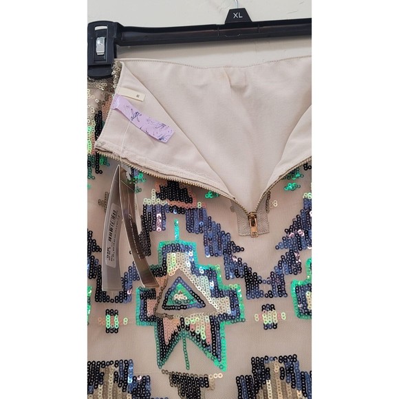 Alya Francesca's NWT Sequin Mini Skirt Soutwestern Aztec Tribal Multicolor Sz.M - Picture 6 of 10